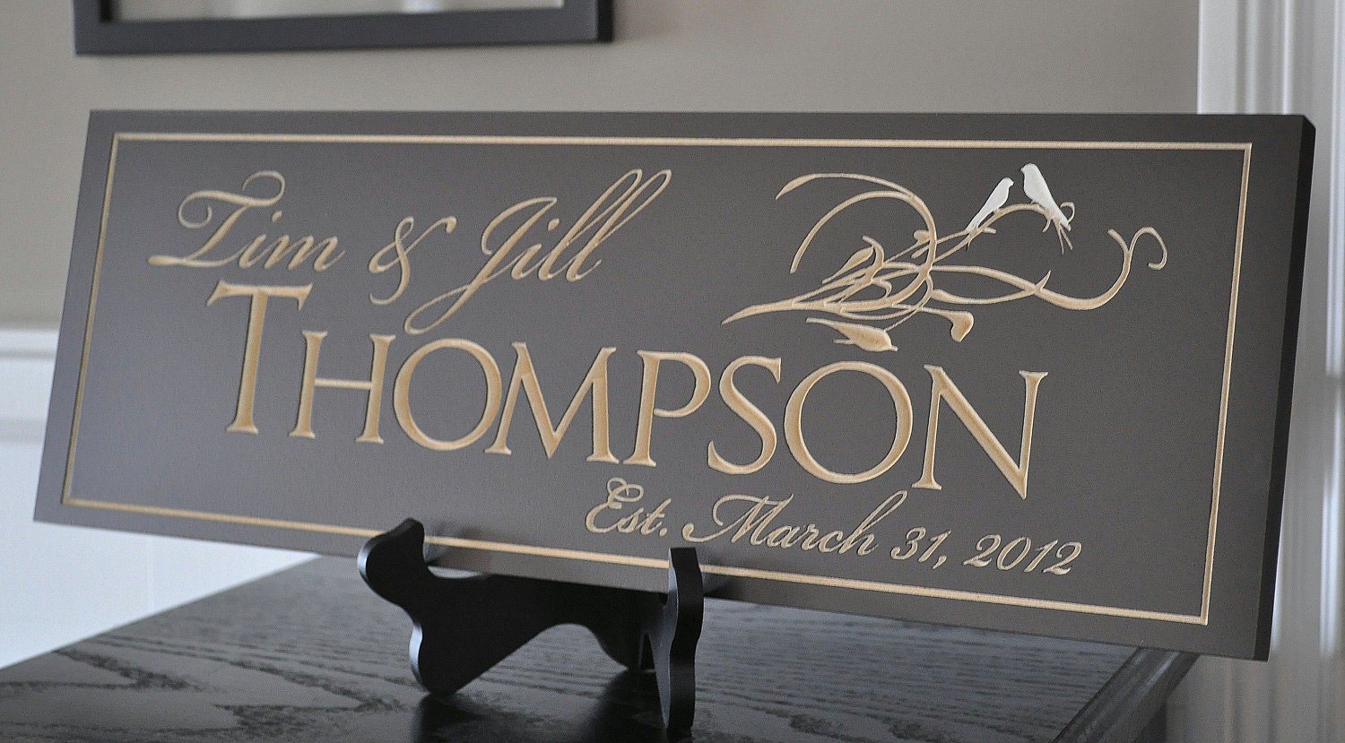 Personalized Family Name Sign Plaque Established 7x36 Carved Engraved Personalized