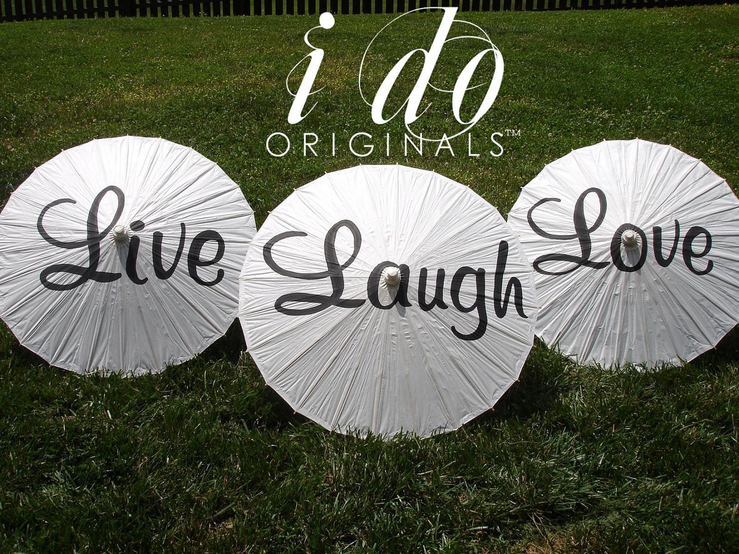 Set of 3- Live, laugh, love parasols