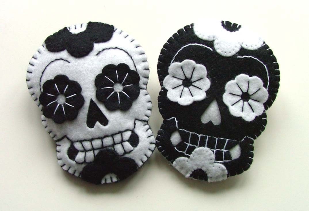 Sugar Skull Brooch Day of the Dead Jewelry