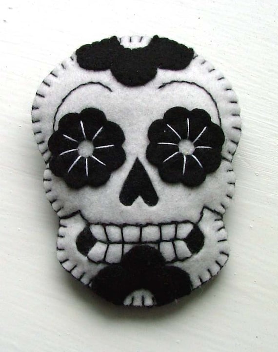Sugar Skull Brooch Day of the Dead Jewelry