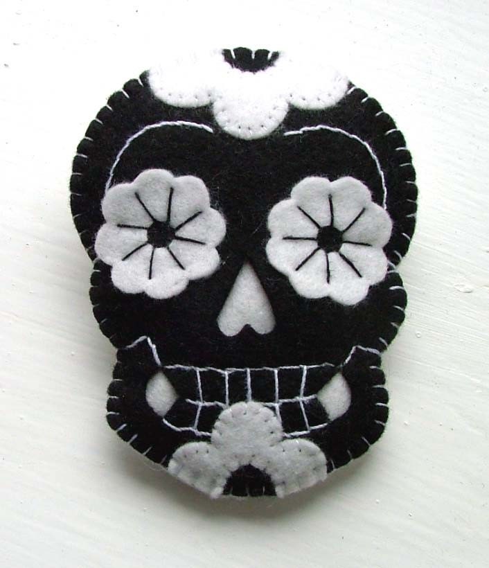 Sugar Skull Brooch Day of the Dead Jewelry