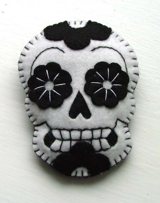 Sugar Skull Brooch Day of the Dead Jewelry