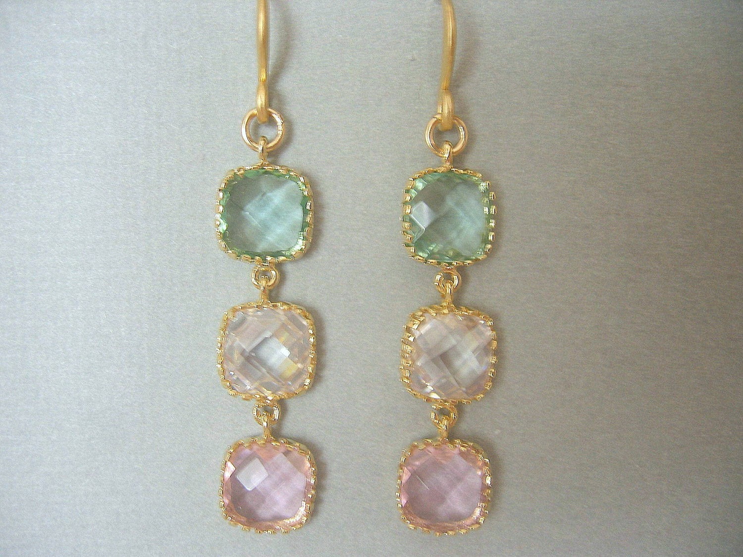 Pastel Color Block Earrings, Bridesmaids Jewelry, Bridal Jewelry