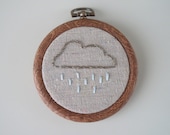 Gray Rain Cloud Embroidered Hoop Art - 3 inch