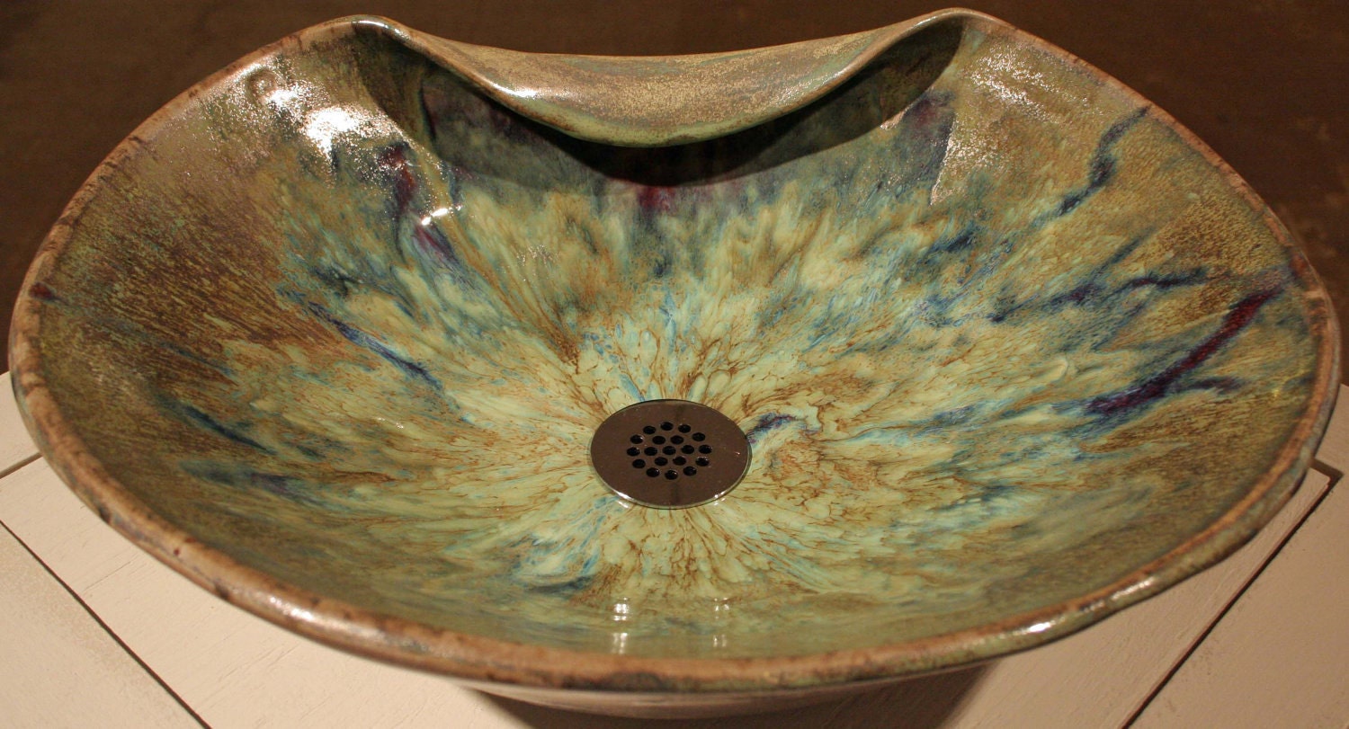 Handthrown Custom Vessel Sink  in green