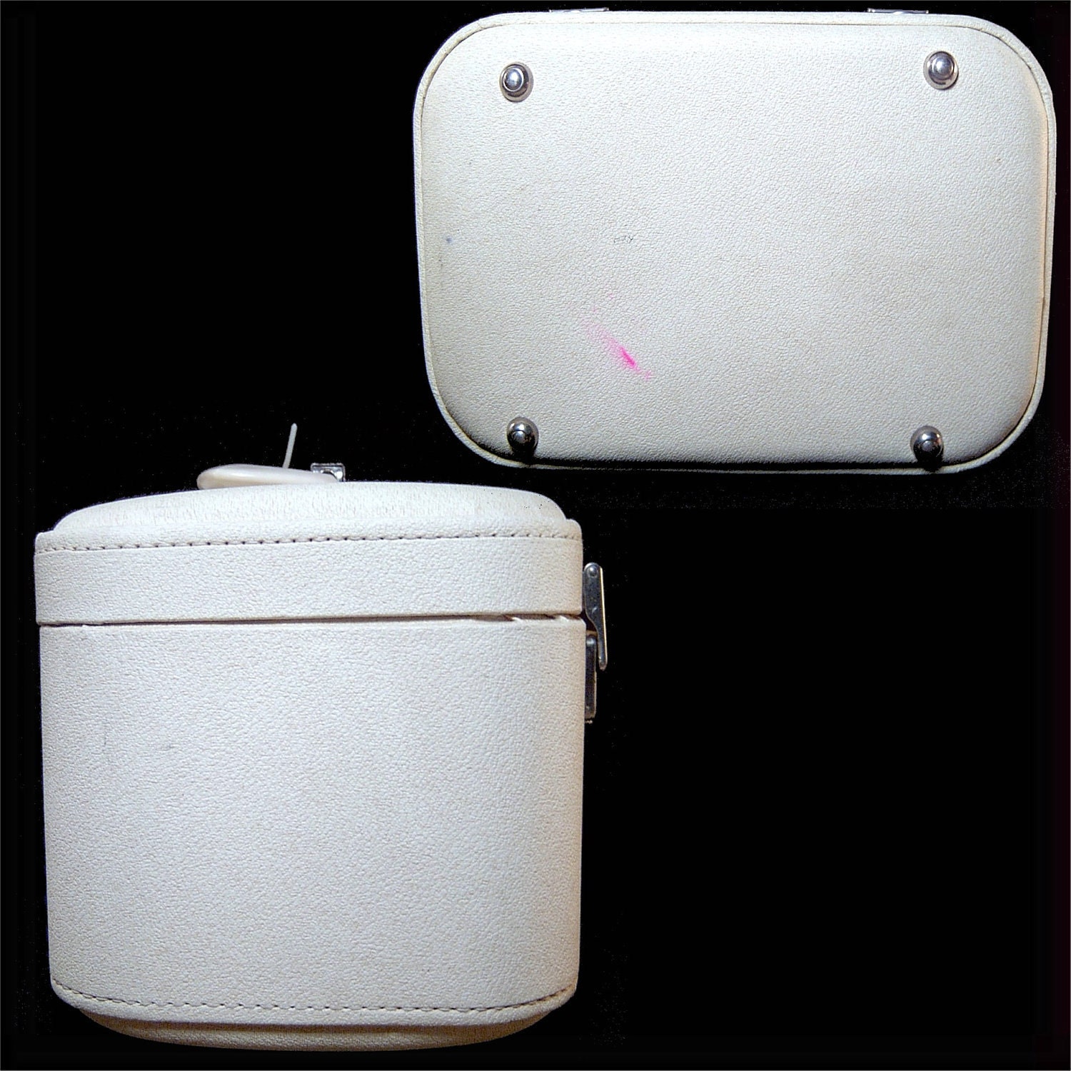Vintage 1960s white vanity case suitcase w key Travelgard Canada