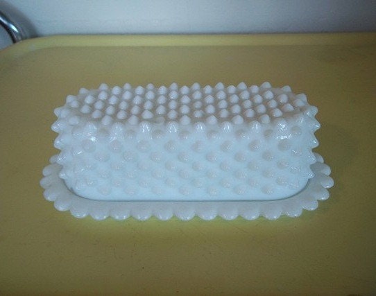 Vintage Hobnail Milk Glass Butter Dish By Palimpsette On Etsy