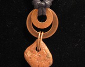 urban artifact necklace - red Lake Michigan beach brick, copper washers