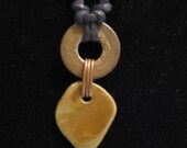 urban artifact necklace - Lake Michigan beach pebble, rusty washer