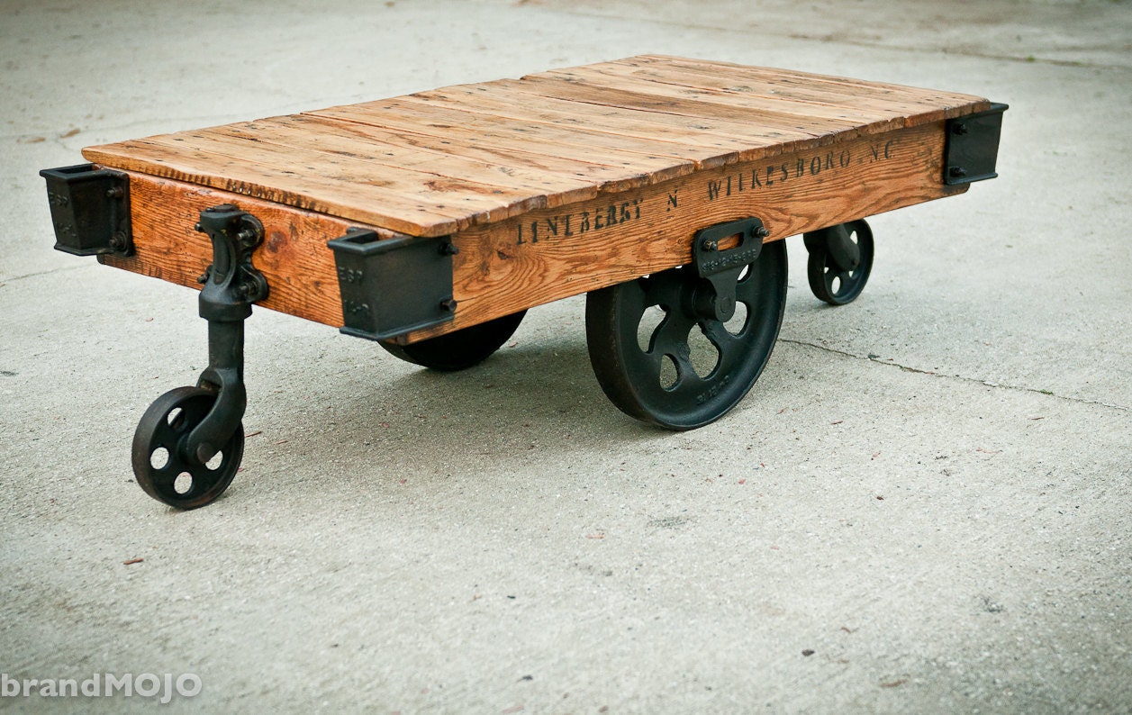 RESERVED for Lisa Genest: Original Industrial Factory Cart Coffee Table - 54L x 27w x 16.5t salvaged furniture steampunk living room