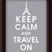Keep Calm and Travel On, 5x7 Print, Paris EIFFEL TOWER-(Dolphin Grey Featured) Buy 3 and get 1 FREE