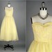 Vintage 1950s Dress . Yellow Tulle . Strapless . Embroidery . XS/S . 1531