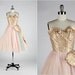 r e s e r v e d // Vintage 1950s Dress . Pink Tulle . Floral . Metallic . Brocade . Strapless . Bow . Rainbow . Shirred . XS/S/M . 1631