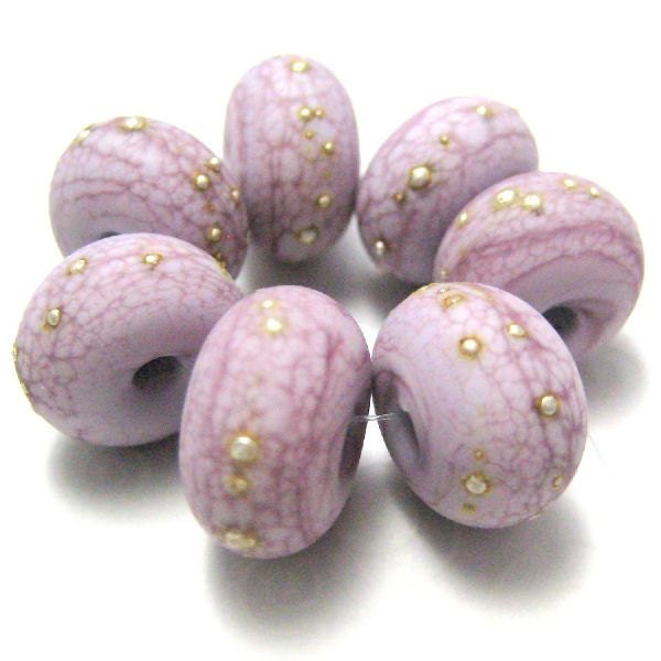 Handmade Light Purple Spacer Beads with Fine Silver Etched