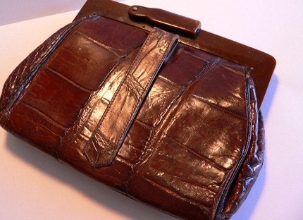 Vintage Alligator Clutch Circa 1930's