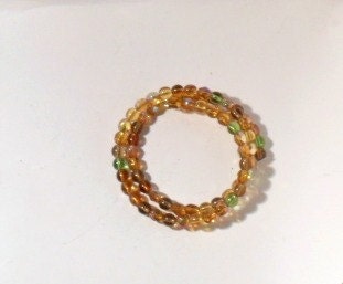 amber and green bead memory wire bracelet