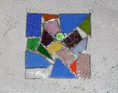 crazy quilt multi colored stained glass suncatcher