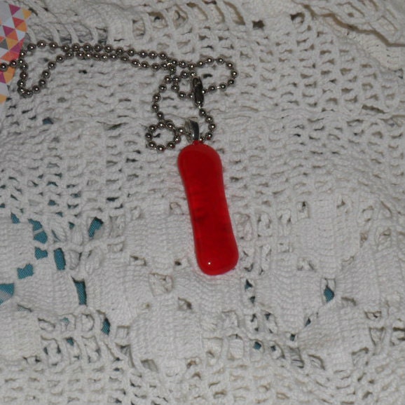 orange red fused glass pendant