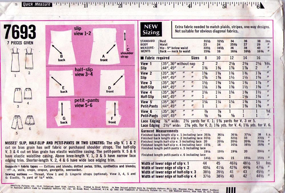 S Vintage Pattern Lingerie Petticoats Simplicity