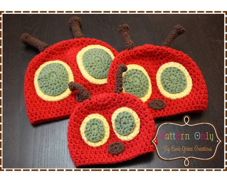 Crochet Hat Pattern - HUNGRY CATERPILLAR - 101