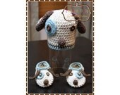 Puppy Hat and Slipper Crochet Pattern SET - LOGAN & LOLA - 113, 706
