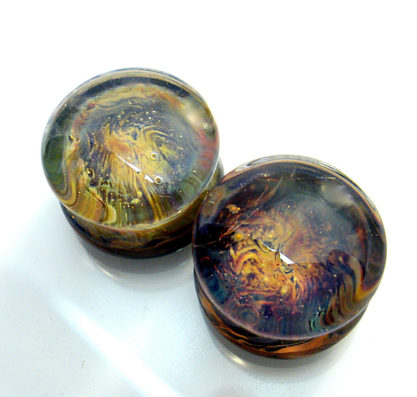 1g,0g,00g,000g or 7/16" (11mm) ALIEN LANDSCAPE Ear Plugs Gauges for Stretched Ears Glass Pyrex