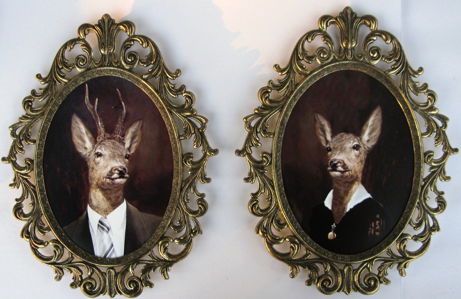 Uncle Buck and Aunt Doe - Framed Fine Art Prints - Ornate Vintage Metal Frames, Domed Glass