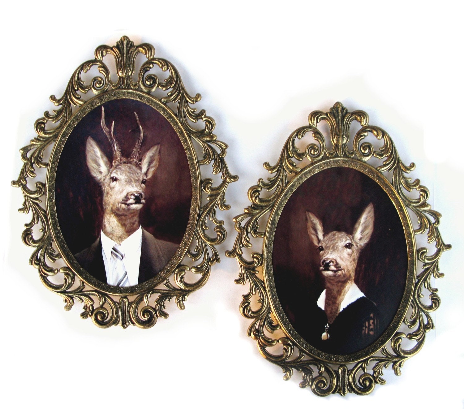 Uncle Buck and Aunt Doe - Framed Fine Art Prints - Ornate Vintage Metal Frames, Domed Glass