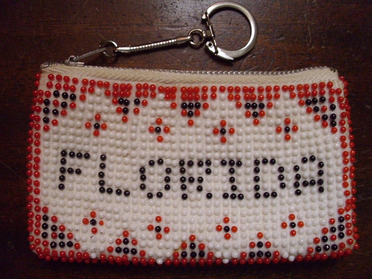 Vintage Beaded "Florida" Change Purse & Keychain