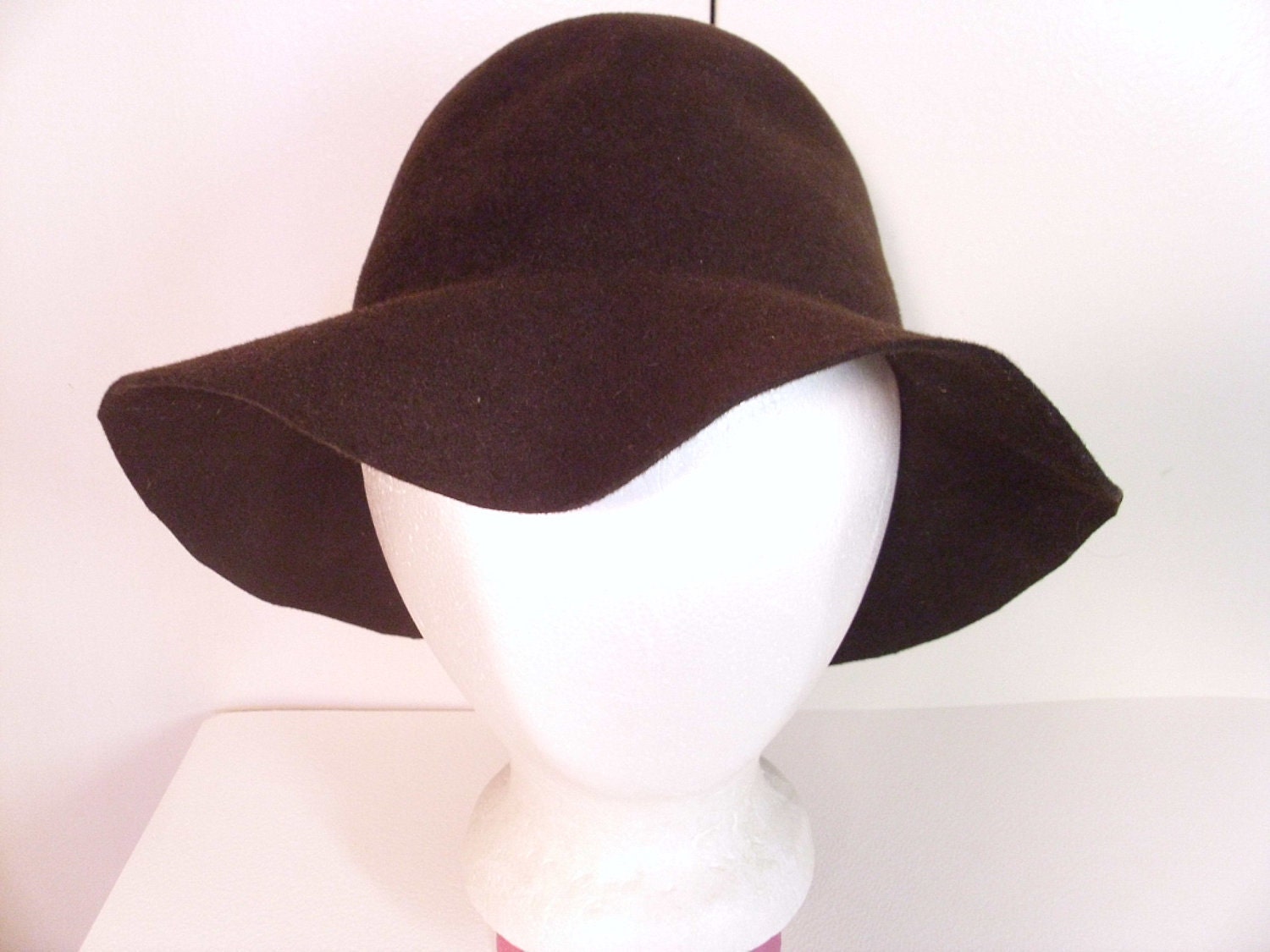Vintage Wide Brimmed Brown FeltHat