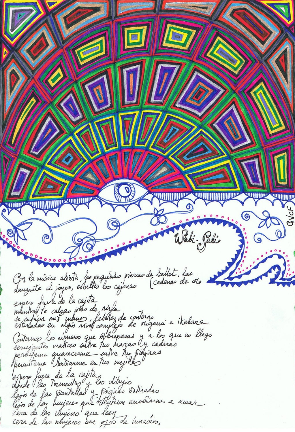 Original illustrated poem. Wabi-sabi.
