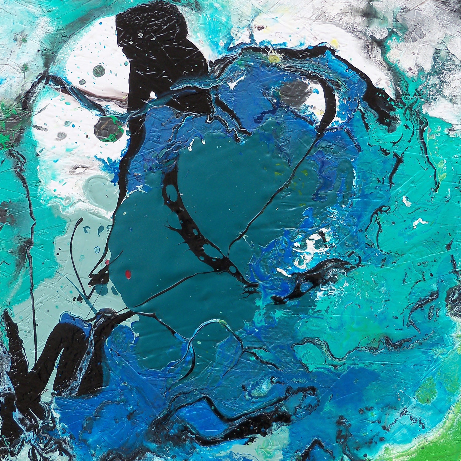Sky Blue Galaxy space abstract painting