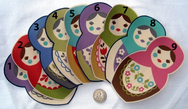 Pick Any 3 Matryoshka Russian Babushka Nesting Dolls No Sew Iron On Appliques Cotton Patches Retro