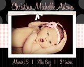 Simple Modern, Pink, Mint and Black- Custom Birth Announcement