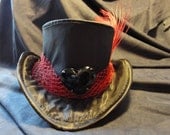 Jack of Hearts top hat, red and black burlesque fascinator