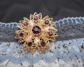 Lace Choker, blue and grey steampunk collar, with recycled brooch centerpeice