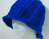 Crochet Hat Women Hat Flapper Wide Brim Hat Sapphire Blue - Crochet Womens Hat - Ready To Ship - Crochet Hat