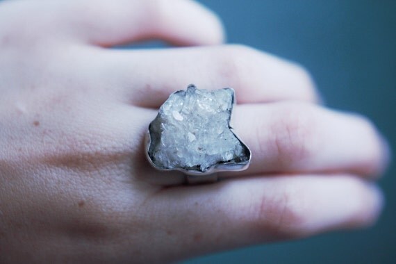 quartz crystal cluster ring