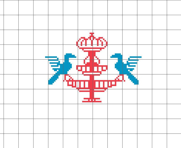 PDF Pattern, 1800s Birds Perched on a Fountain Counted Cross Stitch