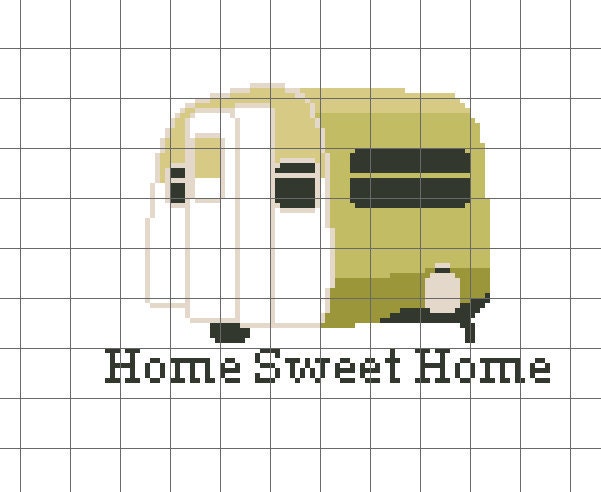 PDF Pattern, Home Sweet Home Camper/Trailer Counted Cross Stitch