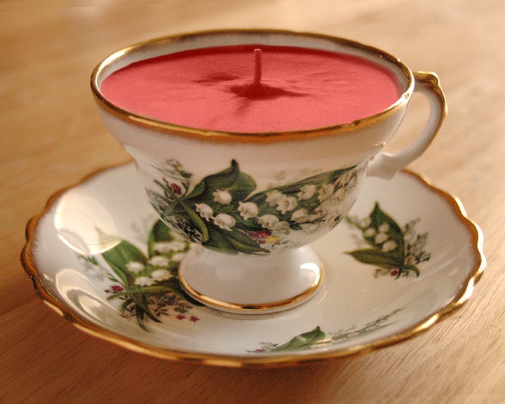 Teacup Candle - Rosina China Lily of the Valley Bone China Soy Wax Tea Cup Candle - your choice scent