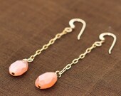 Loving Energy - Peach Moonstone Earrings with Gold Fill Chain
