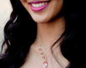 Bridesmaid Jewelry Set Crystal Earrings and Necklace in Pink and Other Colors