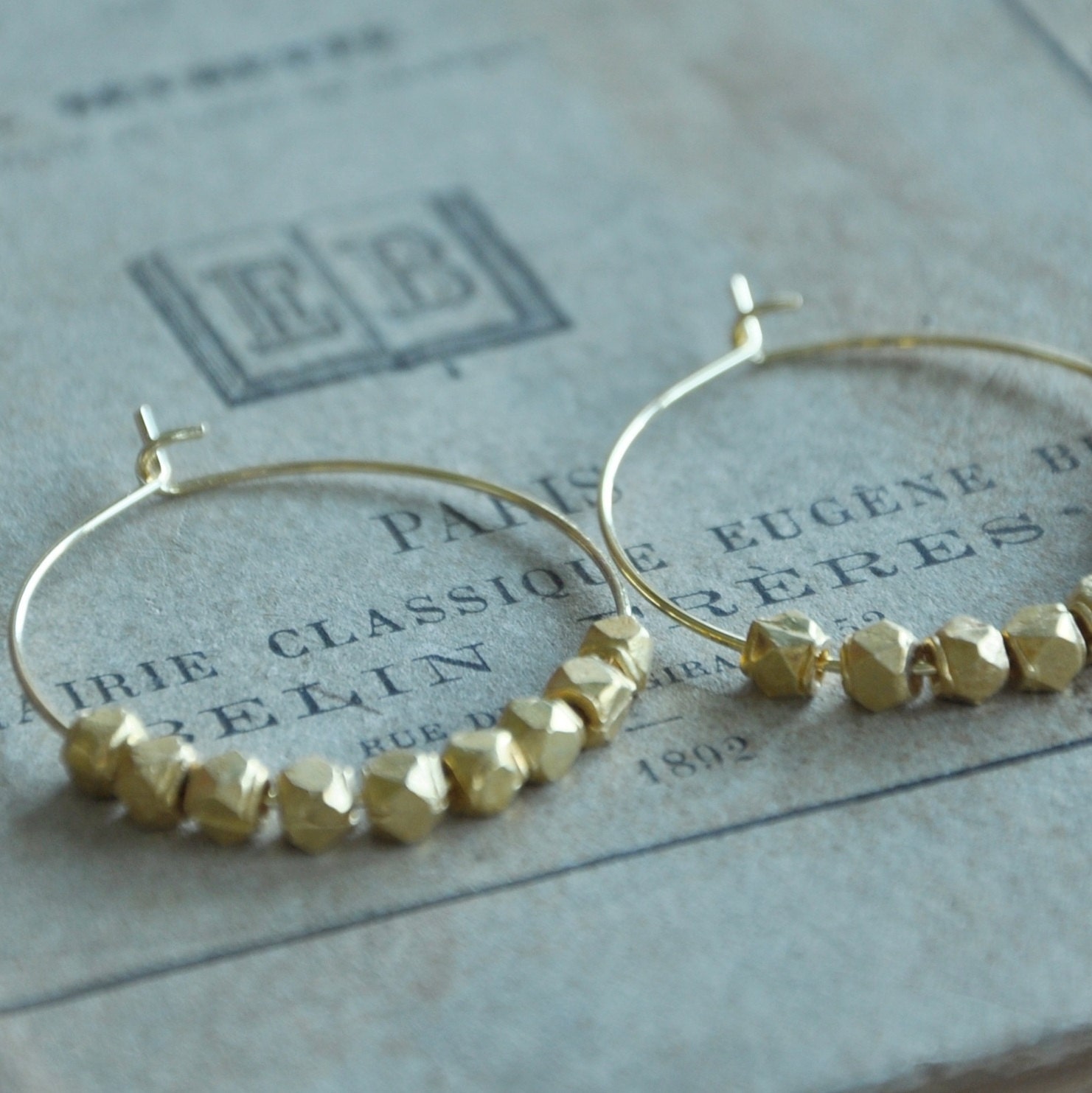 Gold Beaded Hoop Earrings