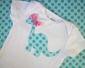 Girlie Dinosaur Appliqued Bodysuit  or Shirt