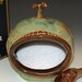 Ceramic Salt Pig / Ceramic Spoon / Green / Brown / Cream