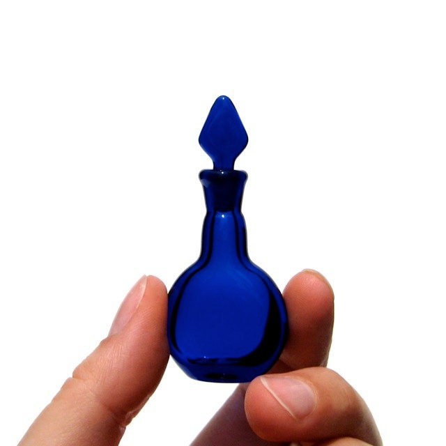 Tiny Bottle with Ground Glass Stopper, Hand Blown Glass