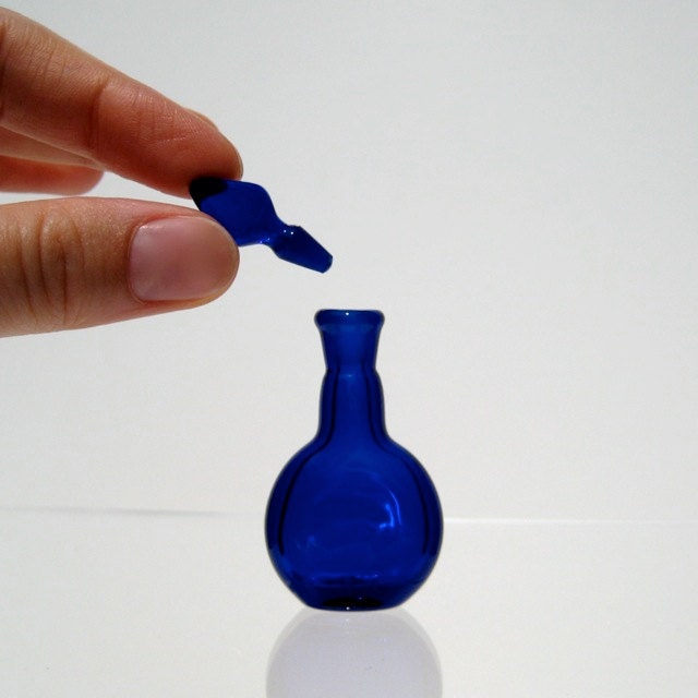 Tiny Bottle with Ground Glass Stopper, Hand Blown Glass