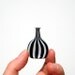 Flat Miniature Bottle in Black and White Stripes, Hand Blown Glass