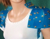 Rebekah Leather Shoulder Pads, Epaulets, Burning Man, Fashion, Steampunk Harness in Turquoise